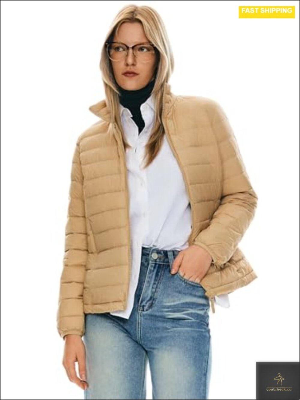 Women's Lightweight Packable Down Jacket Quilted Puffer Coat with Stand Collar